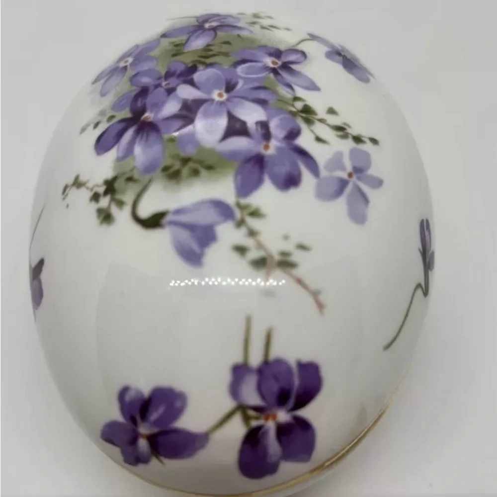 Vintage Hammersley Victorian Violets Egg Trinket Box - Picture 4 of 4